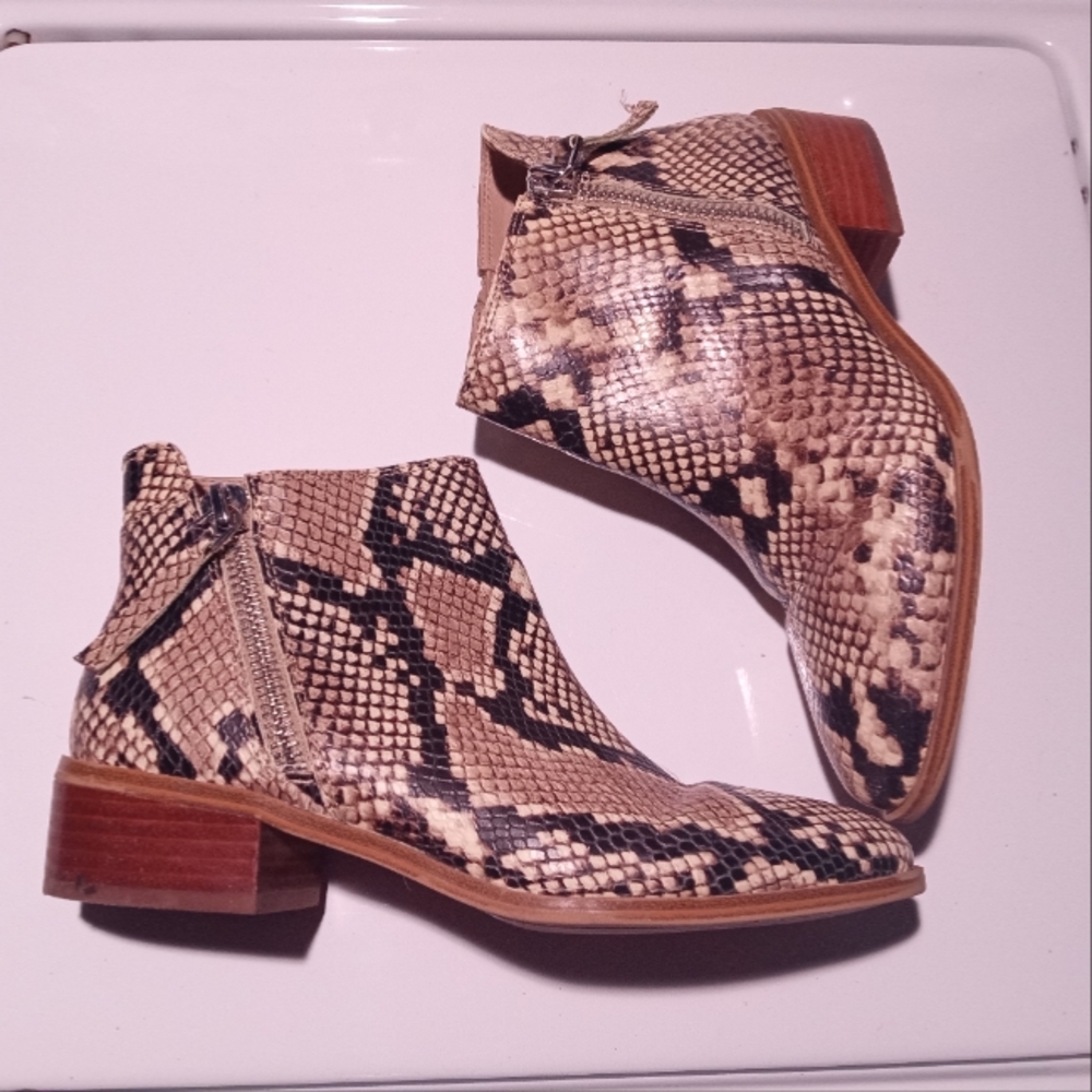 Faux snake skin bootie